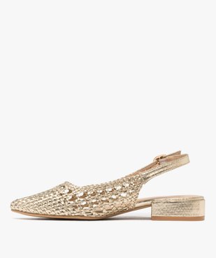 Chaussures à bout pointu et talon ouvert en tressage doré femme vue3 - FOLLOW ME - GEMO