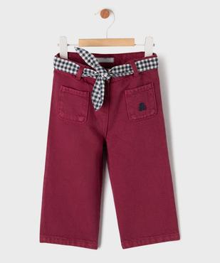 Jean coloré avec ceinture fantaisie bébé fille - LuluCastagnette vue1 - LULU CASTAGNETTE G4G D - GEMO