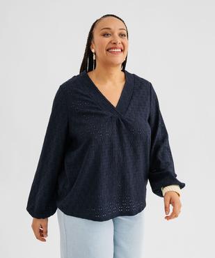 Blouse manches longues en maille ajourée femme grande taille vue1 - GEMO 4G GT - GEMO