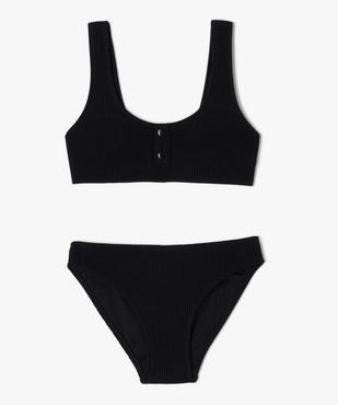 Maillot de bain deux pièces en maille gaufrée fille vue1 - GEMO 4G FILLE - GEMO