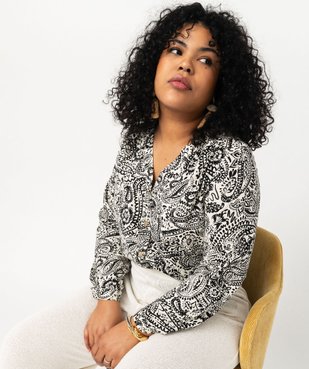 Chemise à manches longues imprimée femme grande taille vue1 - GEMO 4G GT - GEMO