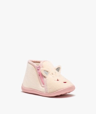 Chaussons bébé fille bottillons zippés avec oreilles en relief vue2 - GEMO 4G BEBE - GEMO