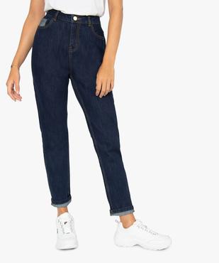 Jean femme coupe Boyfriend avec surpiqûres contrastantes vue1 - GEMO(FEMME PAP) - GEMO