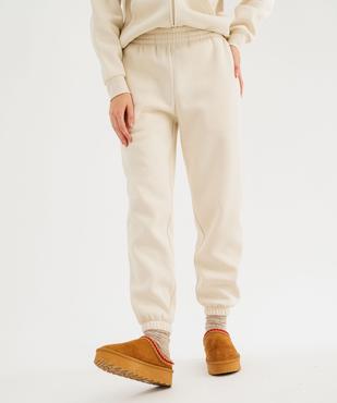 Pantalon de jogging en molleton uni à taille élastiquée femme vue1 - GEMO 4G FEMME - GEMO