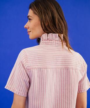 Robe en jean colorée et rayée à col victorien femme vue4 - GEMO 4G FEMME - GEMO