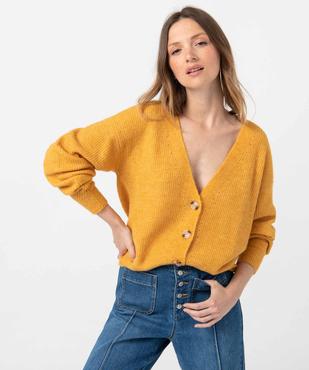 Gilet femme à col V et boutons fantaisie vue1 - GEMO(FEMME PAP) - GEMO