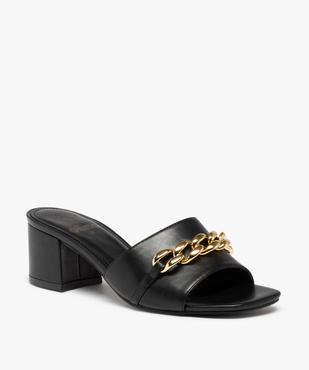 Mules femme à talon carré et chaine métallique vue2 - GEMO(URBAIN) - GEMO
