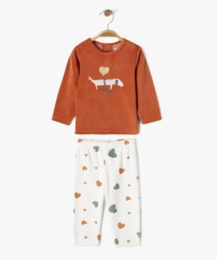 Pyjama en velours 2 pièces avec motif ourson bébé garçon vue1 - GEMO 4G BEBE - GEMO
