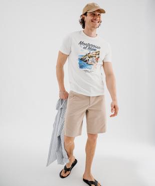 Tee-shirt manches courtes en jersey de coton imprimé homme vue4 - GEMO 4G HOMME - GEMO