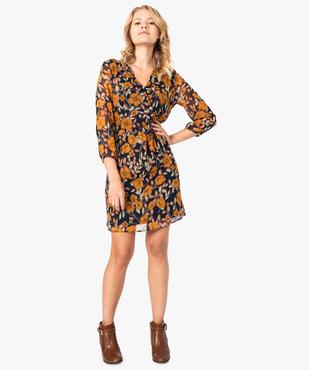 Robe fleurie à manches longues avec devant croisé vue5 - GEMO(FEMME PAP) - GEMO