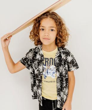 Chemise col cubain imprimée en jersey de coton flammé garçon vue1 - GEMO (ENFANT) - GEMO