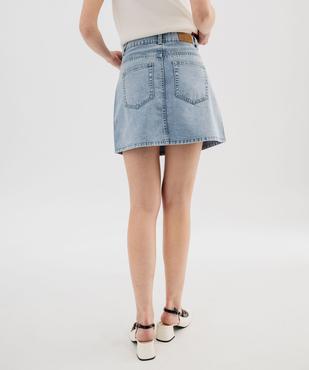 Jupe en jean délavé coupe courte et trapèze femme vue4 - LULUCASTAGNETTE - GEMO