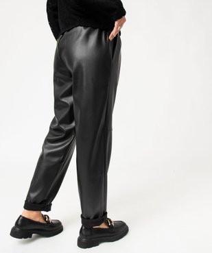 Pantalon carotte à taille élastique en cuir imitation femme vue3 - GEMO(FEMME PAP) - GEMO