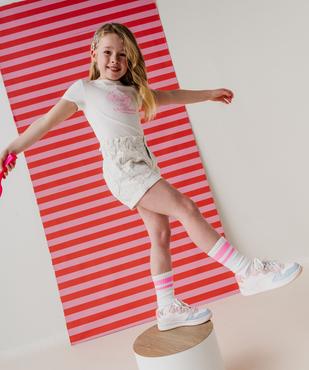 Short en toile de coton imprimée avec taille paperbag fille vue4 - GEMO (ENFANT) - GEMO