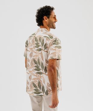 Chemise à manches courtes à motif feuillage avec col cubain homme vue3 - GEMO (HOMME) - GEMO