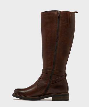 Bottes cavalières en cuir zippées femme - Tanéo vue3 - TANEO - GEMO