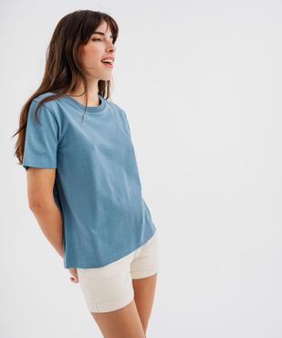 Tee-shirt manches courtes et col rond uni en coton résistant femme vue4 - GEMO(FEMME PAP) - GEMO
