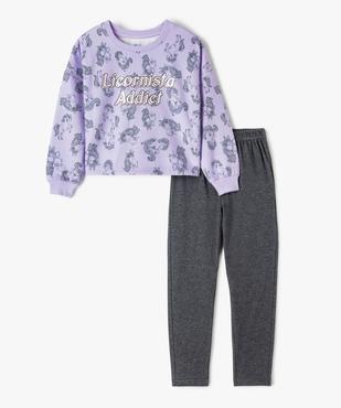Pyjama fille avec haut molletonné à motifs licornes vue1 - GEMO (ENFANT) - GEMO