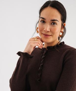 Pull droit à col victorien et finition roulottée femme vue2 - GEMO(FEMME PAP) - GEMO