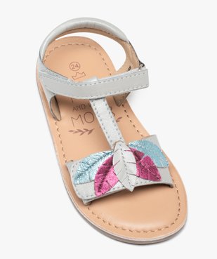 Sandales bébé fille unies en cuir métallisée avec brides scratch fantaisie - MOD8 vue5 - MOD8 - GEMO