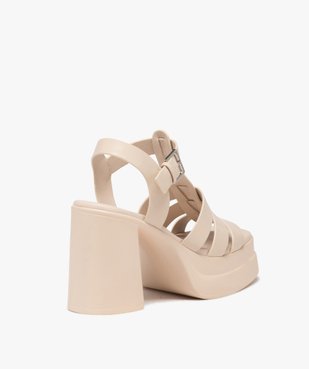 Sandales femme unies à talon haut carré et semelle plateforme avec bride à boucle vue4 - GEMO(URBAIN) - GEMO
