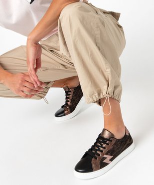 Baskets femme zébrées avec détails à paillettes vue1 - GEMO (SPORTSWR) - GEMO