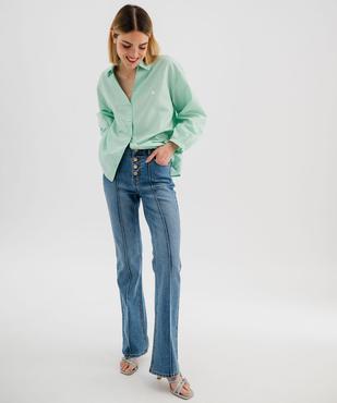 Jean flare taille normale en denim stretch à plis femme LuluCastagnette vue4 - LULU CASTAGNETTE GEMO FOR GOOD - GEMO
