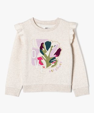 Sweat à volants aux épaules et motif brodé fille vue1 - GEMO 4G FILLE - GEMO