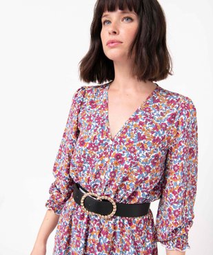 Robe femme à motifs fleuris avec détails smockés vue2 - GEMO(FEMME PAP) - GEMO