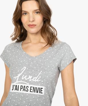 Chemise de nuit imprimée à manches courtes femme à pois vue2 - GEMO 4G FEMME - GEMO