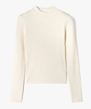 Pull court à col cheminée en maille côtelée fille vue1 - GEMO 4G FILLE - GEMO