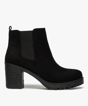 Boots femme à talon et semelle crantée en suédine unie vue1 - GEMO(URBAIN) - GEMO
