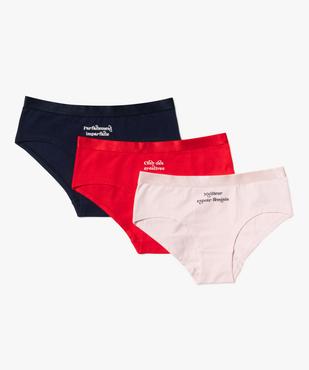 Shorty en coton stretch avec message fille (lot de 3) vue1 - GEMO 4G FILLE - GEMO