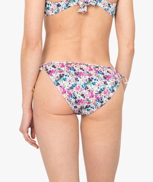 Bas de maillot de bain femme fleuri noué sur les côtés vue2 - GEMO (PLAGE) - GEMO