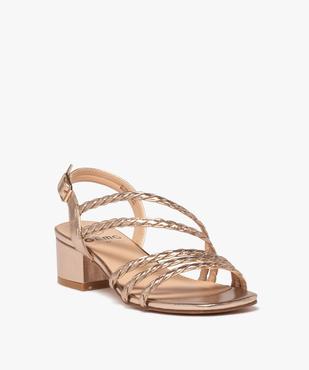 Sandales femme à talon carré et brides tressées métallisées vue3 - GEMO(URBAIN) - GEMO