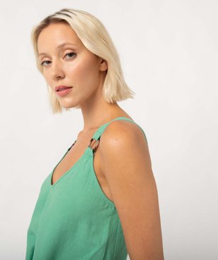 Débardeur femme avec bretelles fantaisie contenant du lin vue2 - GEMO 4G FEMME - GEMO