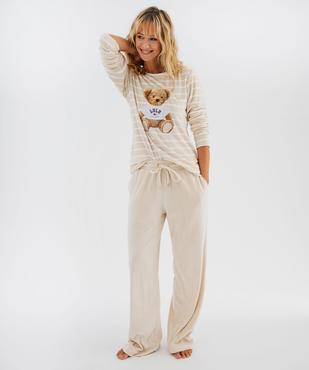 Pyjama femme en velours doux femme - LuluCastagnette vue2 - LULUCASTAGNETTE - GEMO