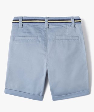 Bermuda garçon en toile avec revers et ceinture tricolore vue5 - GEMO 4G GARCON - GEMO