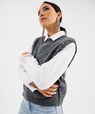 Pull sans manches col rond femme vue1 - GEMO(FEMME PAP) - GEMO
