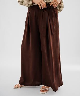 Pantalon large avec ceinture à nouer femme grande taille vue1 - GEMO 4G GT - GEMO