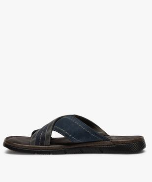 Mules homme en cuir à larges brides croisées vue3 - GEMO (CASUAL) - GEMO