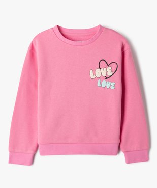 Sweat à col rond à motifs coeurs fille vue1 - GEMO 4G FILLE - GEMO