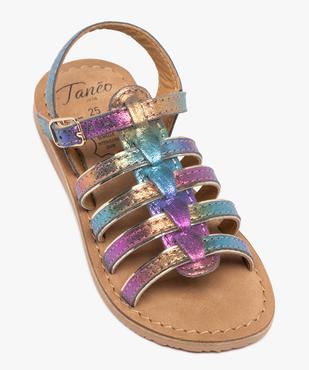 Sandales en cuir forme spartiates irisées fille - Tanéo vue5 - TANEO GEMO FOR GOOD - GEMO