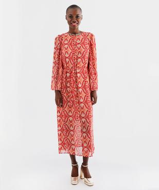 Robe longue imprimée à manches longues femme vue1 - GEMO(FEMME PAP) - GEMO