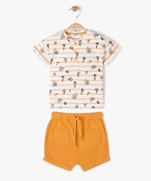 Ensemble bébé garçon 2 pièces : short en gaze et tee-shirt tunisien vue1 - GEMO(BEBE DEBT) - GEMO