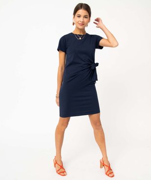Robe tee-shirt femme avec noeud à la taille vue1 - GEMO(FEMME PAP) - GEMO