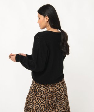 Gilet coupe droite en maille douillette ajourée femme vue3 - GEMO 4G FEMME - GEMO
