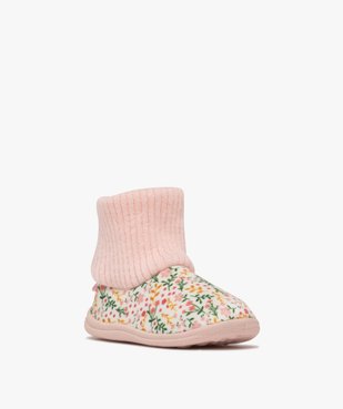 Chaussons bébé fille boots à col chaussette motif fleuri vue2 - GEMO 4G BEBE - GEMO