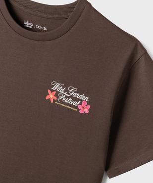 Tee-shirt manches courtes avec motifs fleuris devant et dos fille vue2 - GEMO 4G FILLE - GEMO
