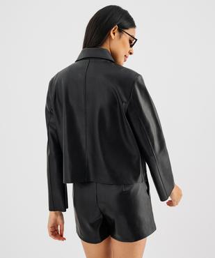 Veste droite en cuir imitation souple femme vue4 - GEMO(FEMME PAP) - GEMO